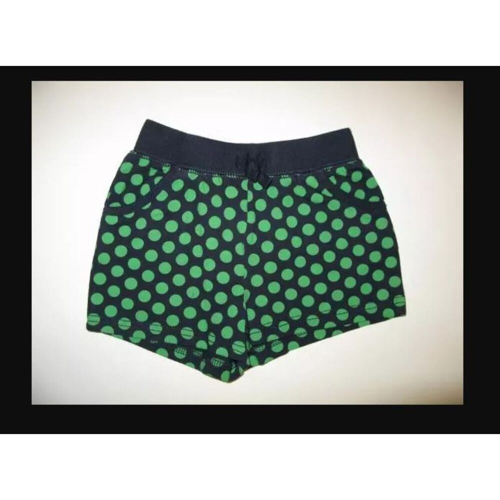 NEW Baby Gap kids girls shorts 12-18 M navy blue green polka dot pull on knit